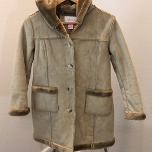 Xhilaration Girls Faux Fur&Faux Suede Hooded Coat
